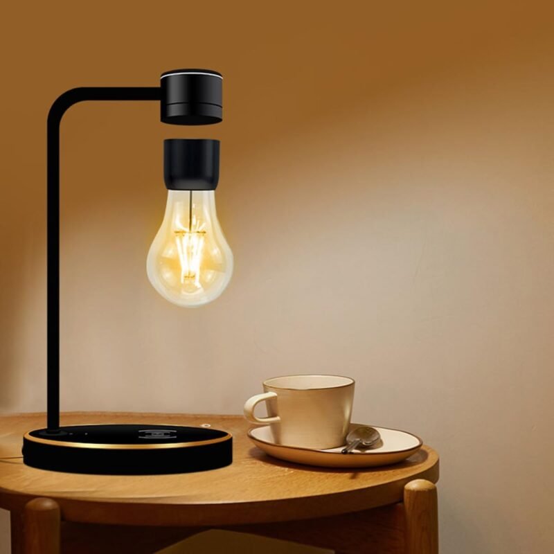 Magnetic Floating Light Bulb Lamp, Levitating LED Bulb Night Lights with Wireless Charger