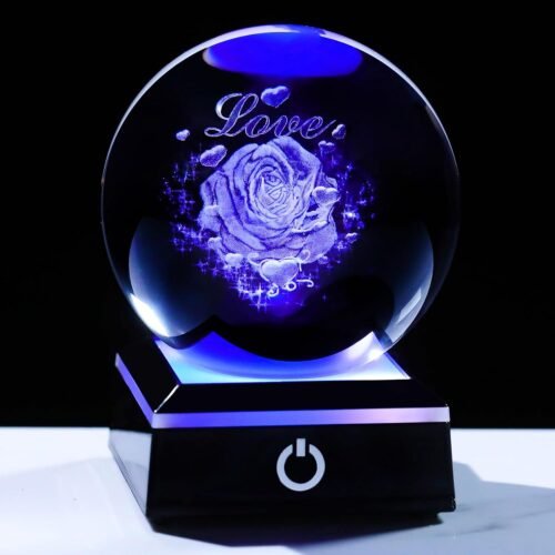3D Crystal Ball Rose Flowers