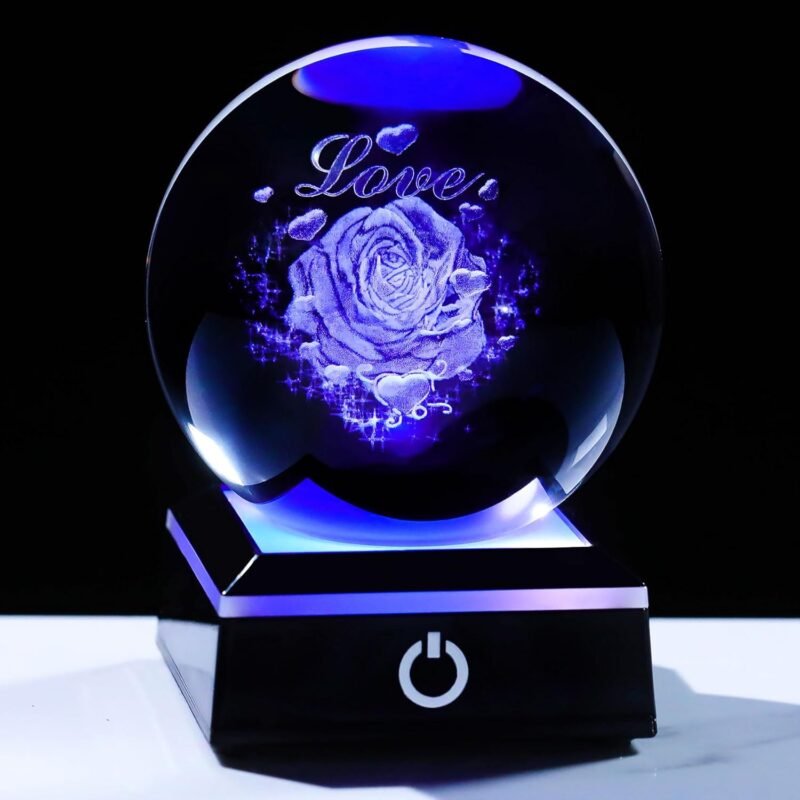 3D Crystal Ball Rose Flowers