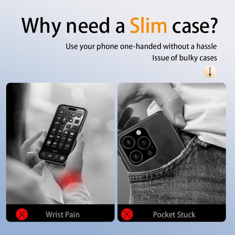 iPhone 17 Pro Max Slim Case,Paper-Thin Transparent Finish Skin Back Case [Non Yellowing] (Clear)