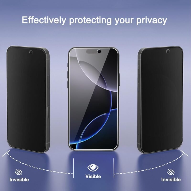 Ailun 3 Pack Privacy Screen Protector for iPhone 16 Pro Max+ 3 Pack Camera Lens Protector