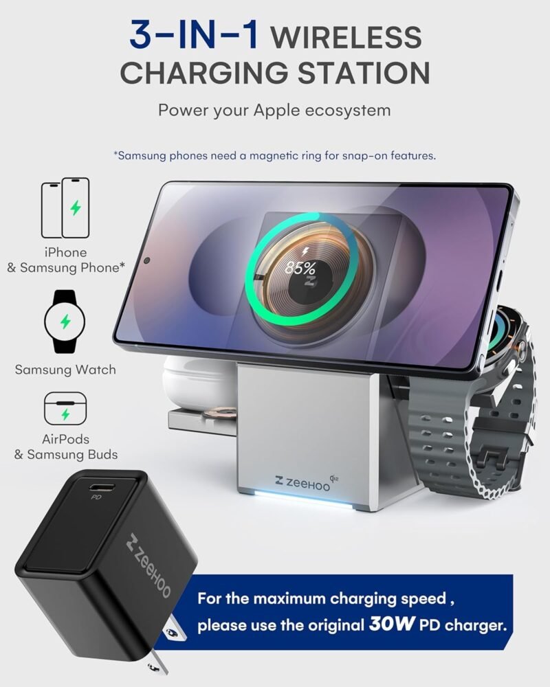 Rotating Wireless Charger Stand Compatible for Samsung Galaxy