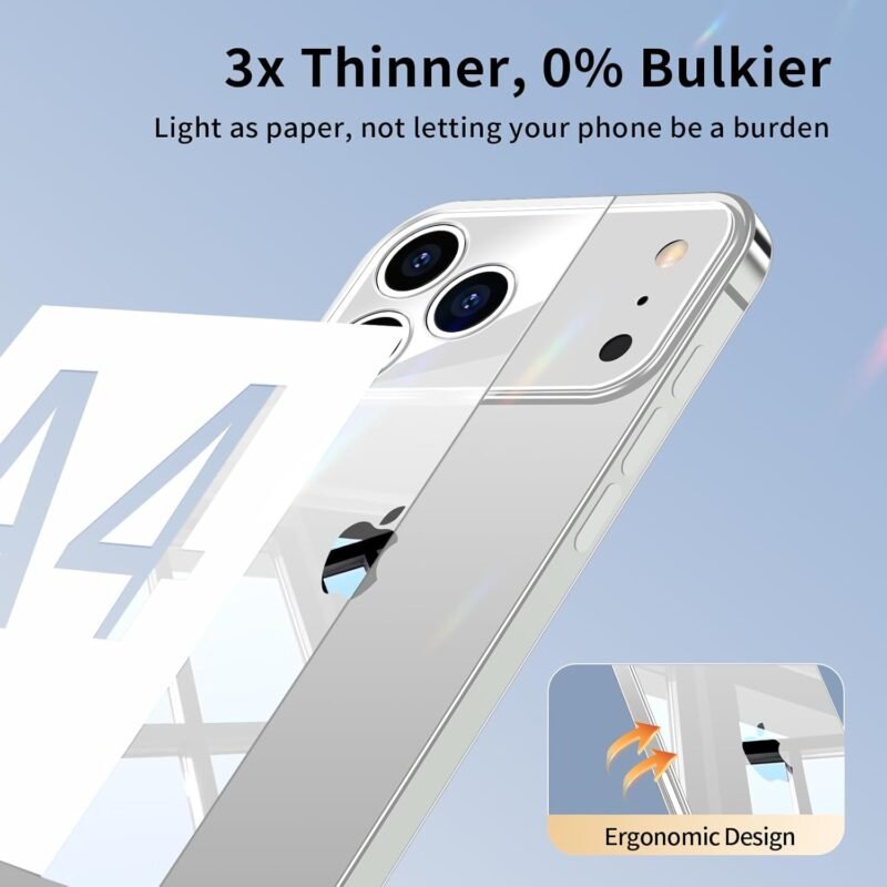iPhone 17 Pro Max Slim Case,Paper-Thin Transparent Finish Skin Back Case [Non Yellowing] (Clear)