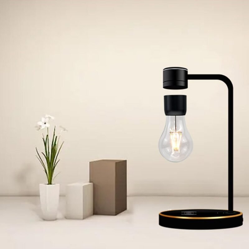 Magnetic Floating Light Bulb Lamp, Levitating LED Bulb Night Lights with Wireless Charger