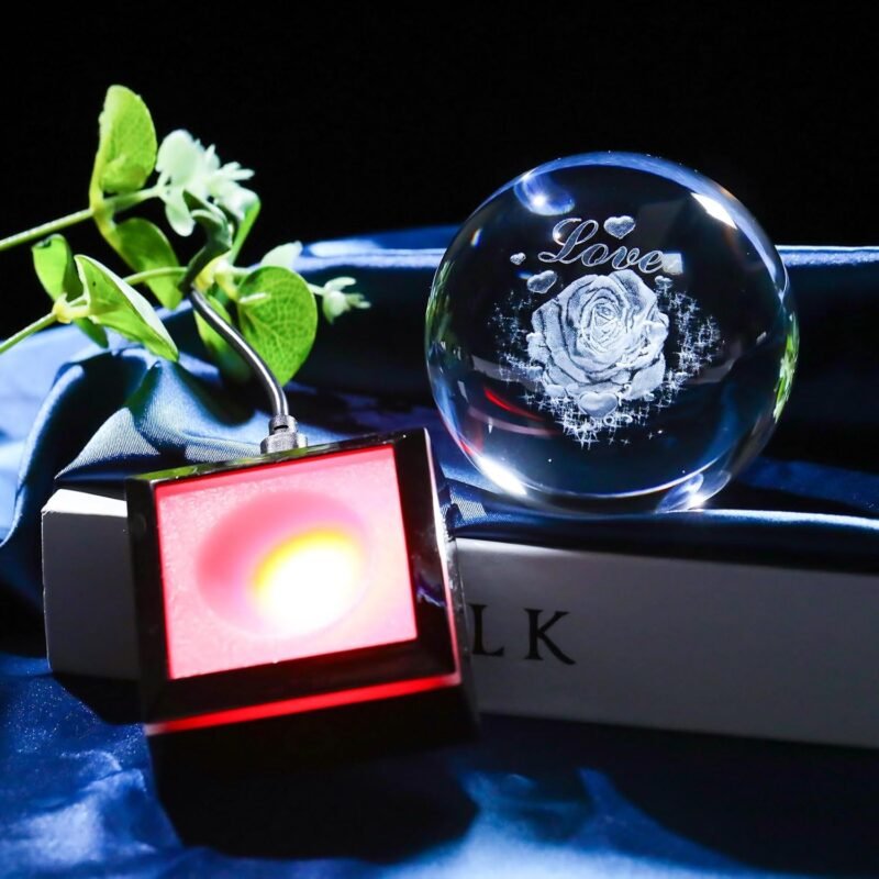 Enjinkail 3D Crystal Ball Rose Flowers Gifts for Women Home Decor Snow Globe