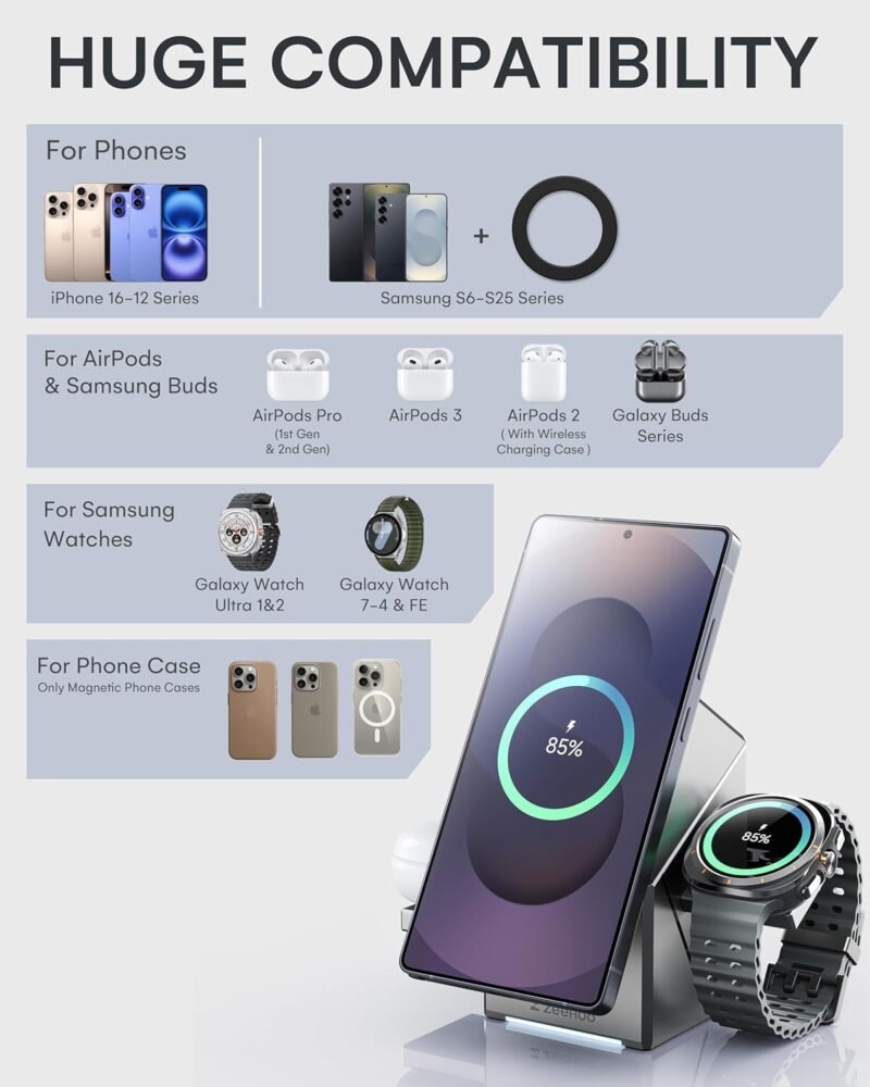 Rotating Wireless Charger Stand Compatible for Samsung Galaxy