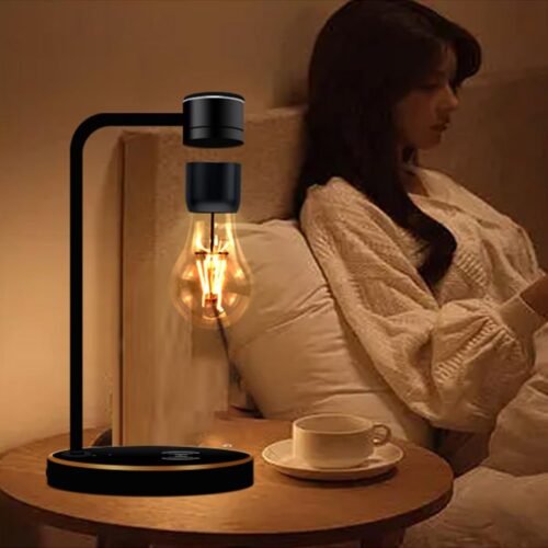 Magnetic Floating Light Bulb Lamp, Levitating LED Bulb Night Lights with Wireless Charger