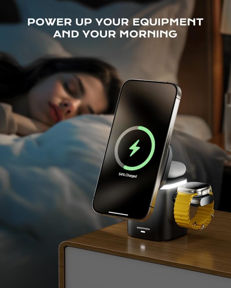 3 in 1 Magnetic Wireless Charging Station for iPhone, Portable MagSafe Wireless Charger Stand