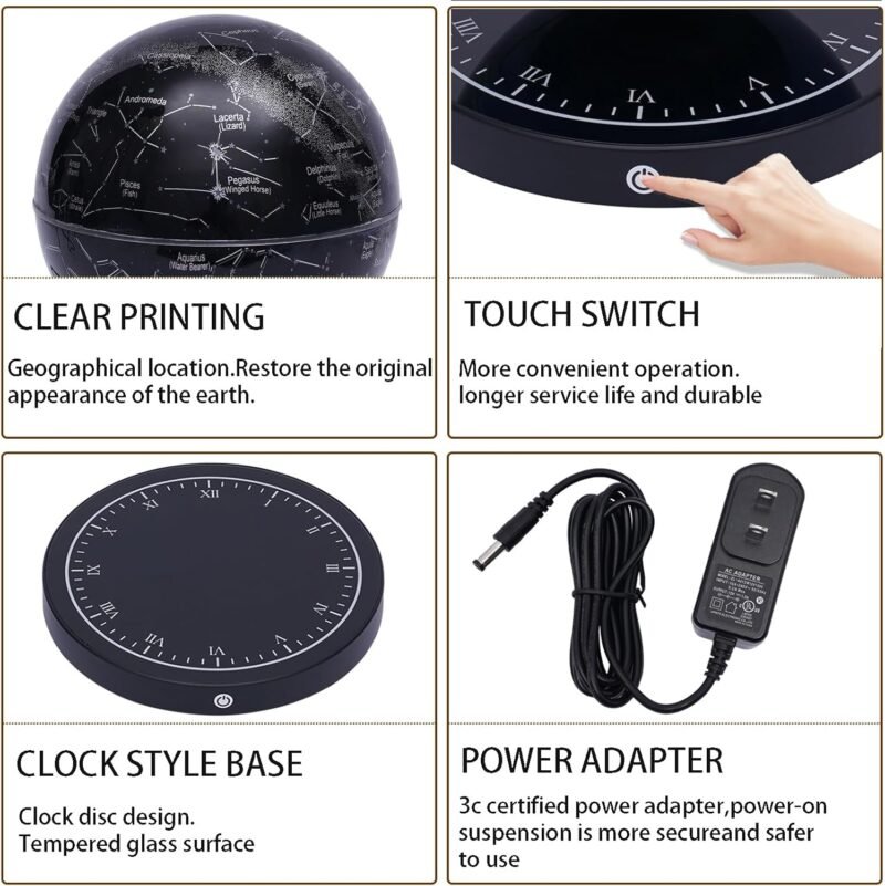 Levitating Globe Magnetic Floating Globe Night Light Constellation Ball with LED Light