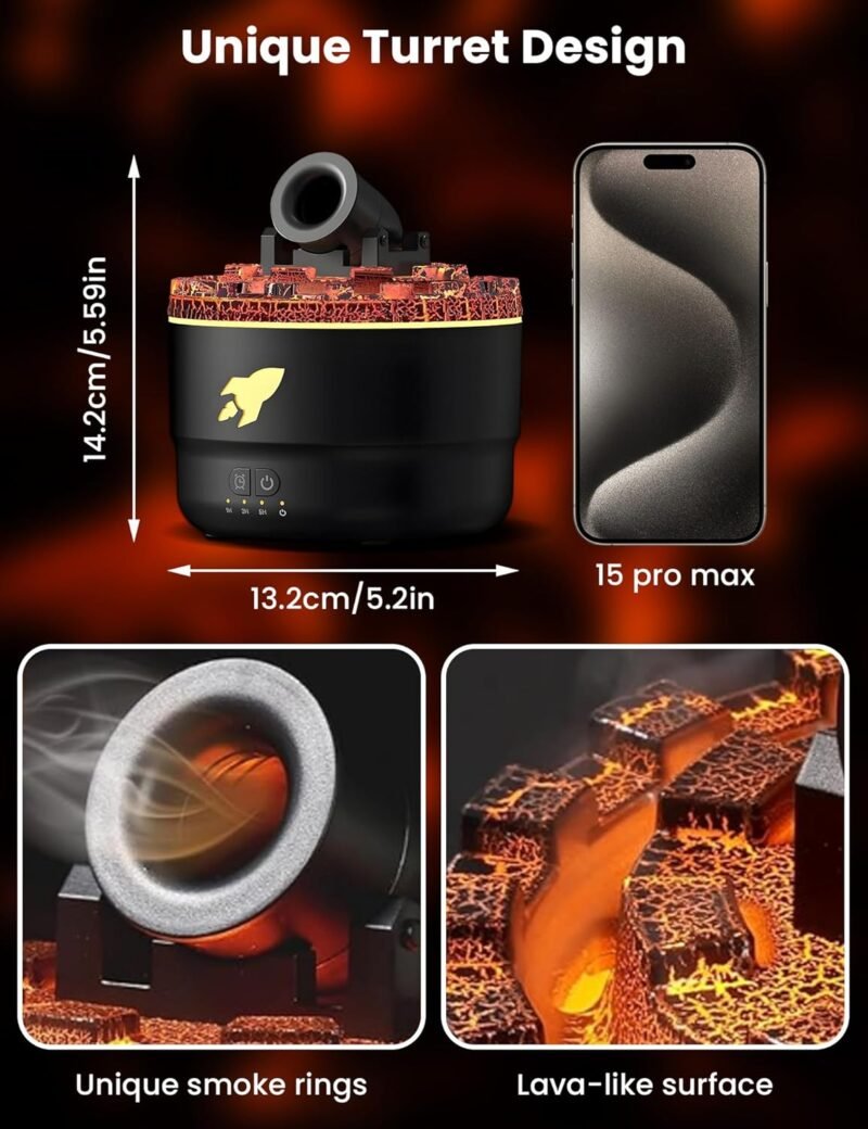 Cannon Blast Aroma Humidifier, Cannon Blast Turret Humidifier Silent Diffuser with Colorful LED Lights