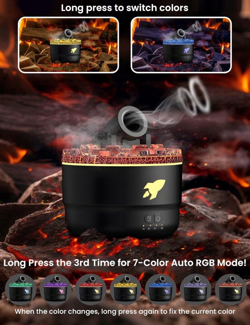 Cannon Blast Aroma Humidifier, Cannon Blast Turret Humidifier Silent Diffuser with Colorful LED Lights
