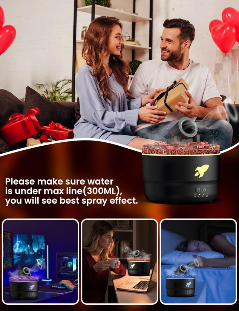 Cannon Blast Aroma Humidifier, Cannon Blast Turret Humidifier Silent Diffuser with Colorful LED Lights